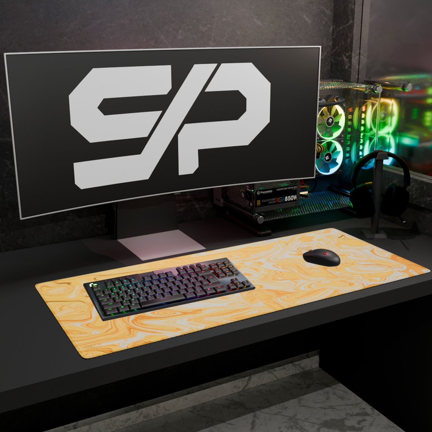 Mousepad Suminagashi style (Amarillo)