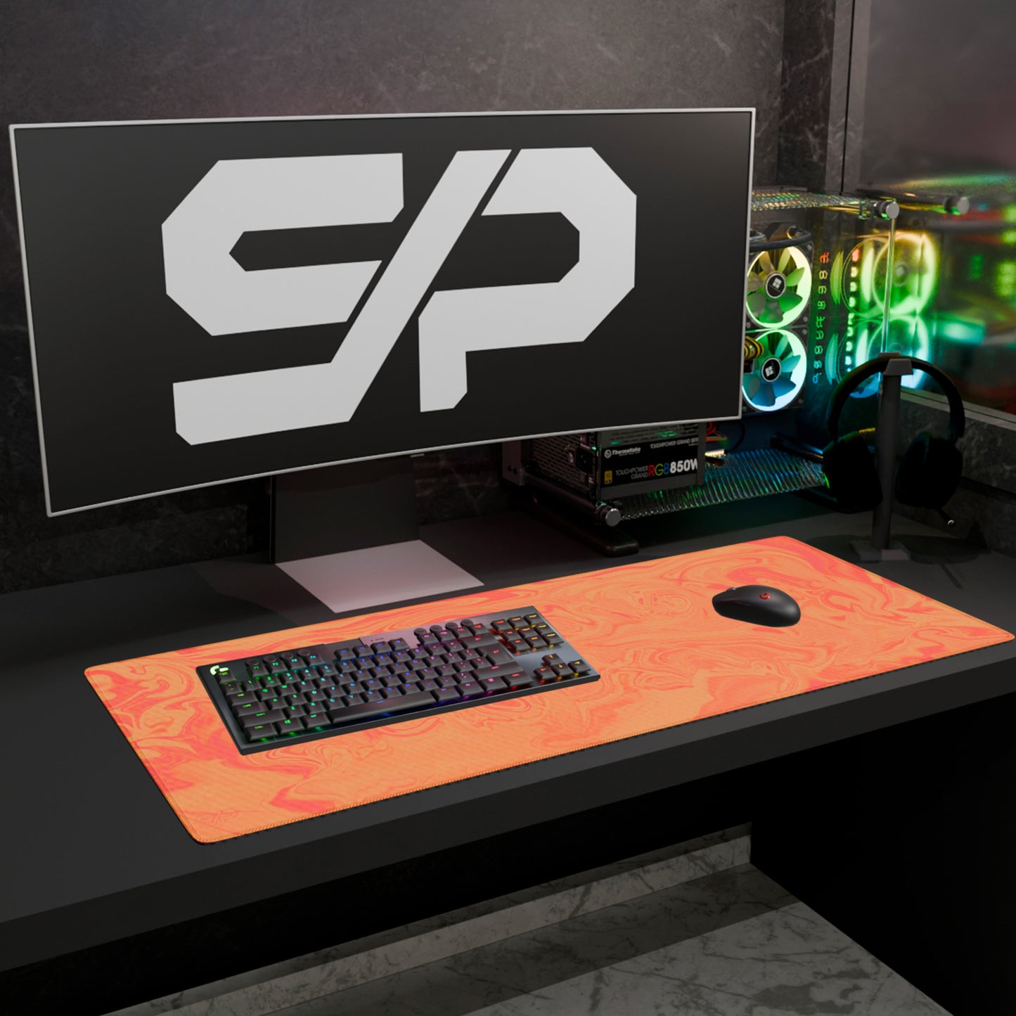 Mousepad Suminagashi style (Naranja)
