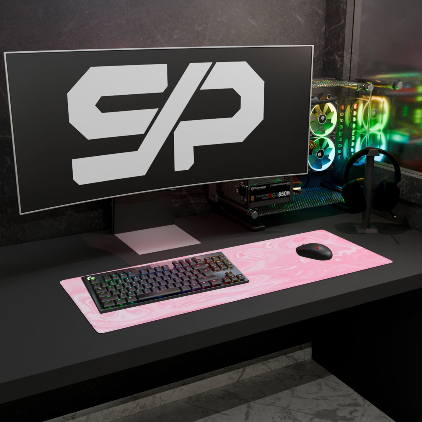 Mousepad Suminagashi style (Rosa)