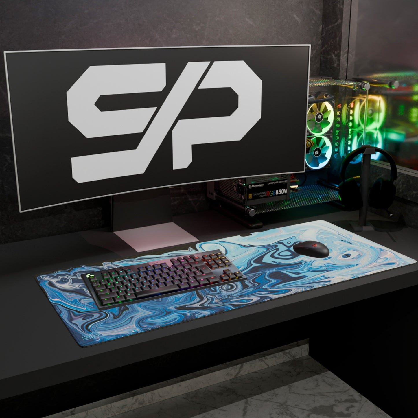 Mousepad Suminagashi style (Azul)